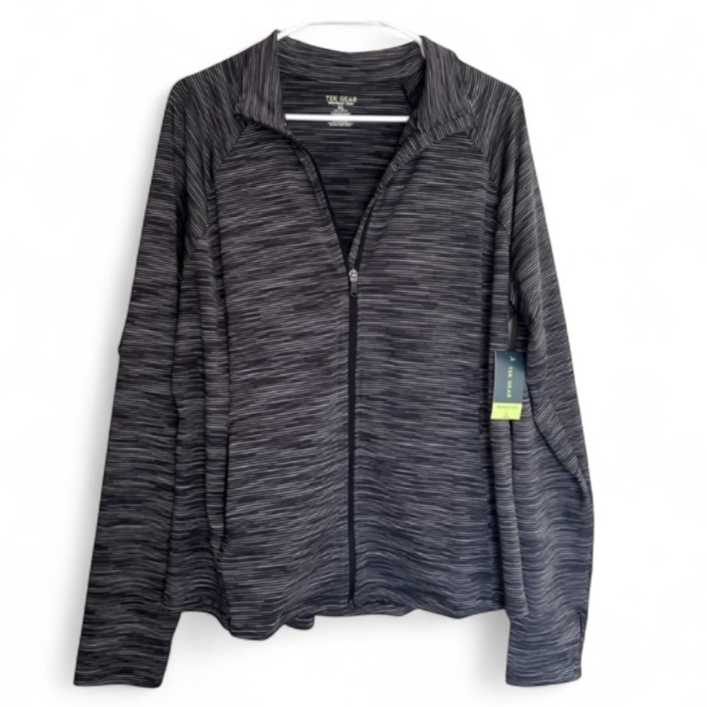 Tek Gear NWT XL Charcoal and Black ZipUp Jacket adjustable cinch waist& pockets